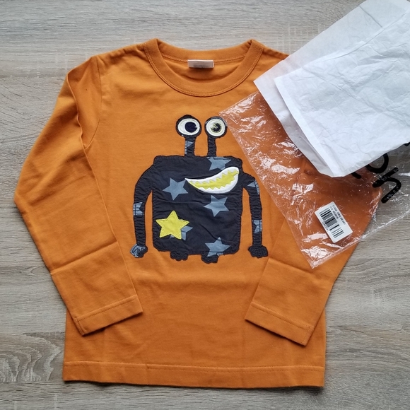2010 nwt Mini Boden 5-6 years orange star monster tee - Picture 6 of 8